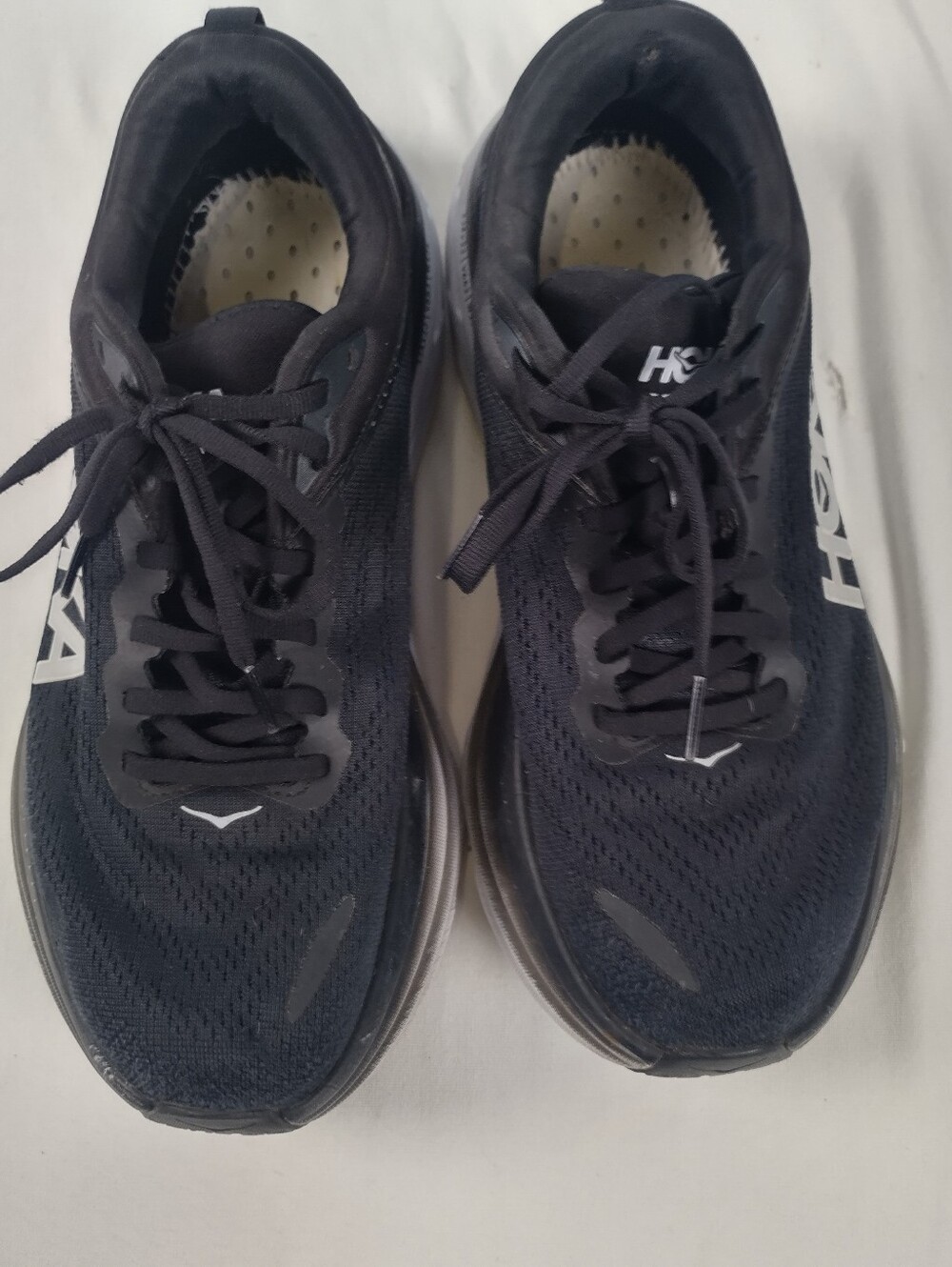 Hoka One One Bondi 8 Womens Sz 9.5 Black White Athletic Running Shoes No Insoles - Picture 11 of 14